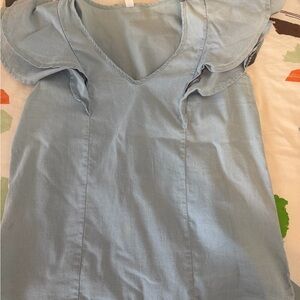 Light Blue Ruffle short Sleeve Top denim